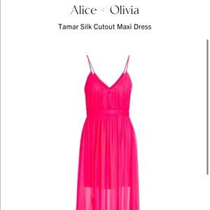 Alice + Olivia Silk Cutout Maxi Dress- Pink